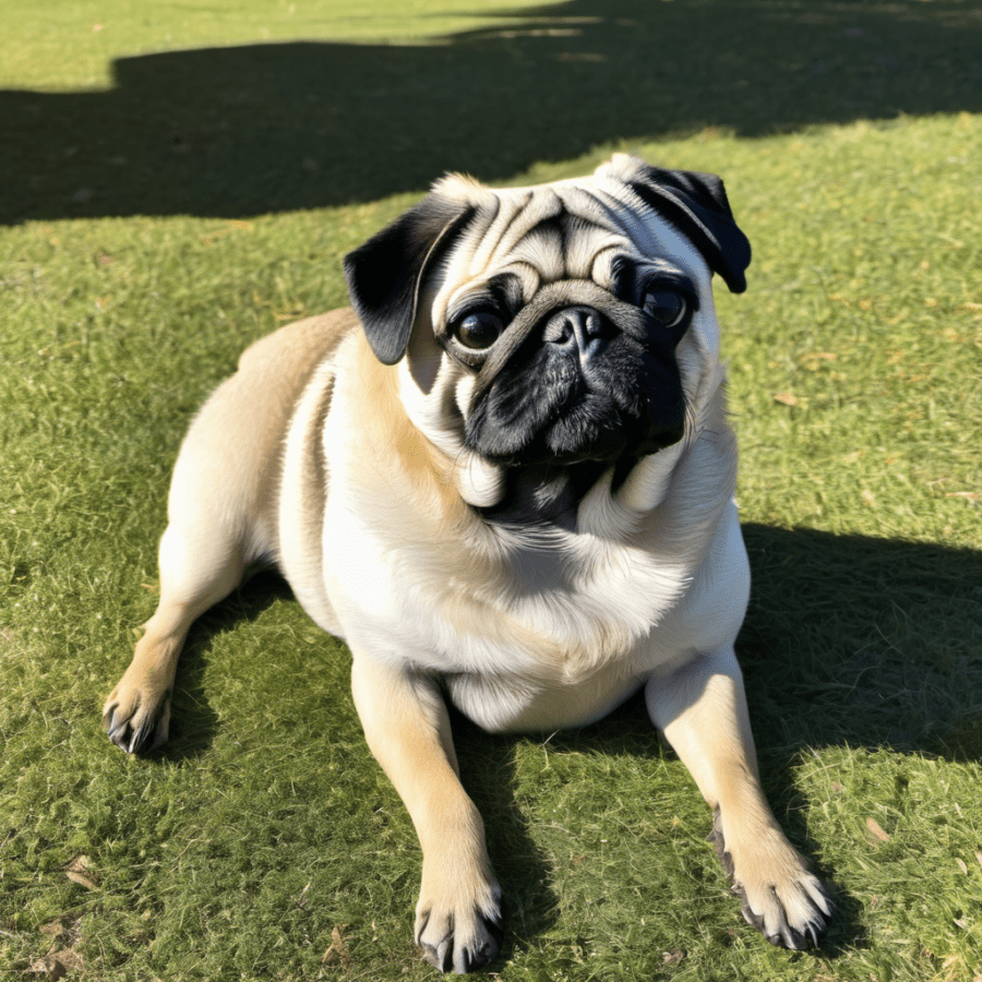 pug sitting in the sun 