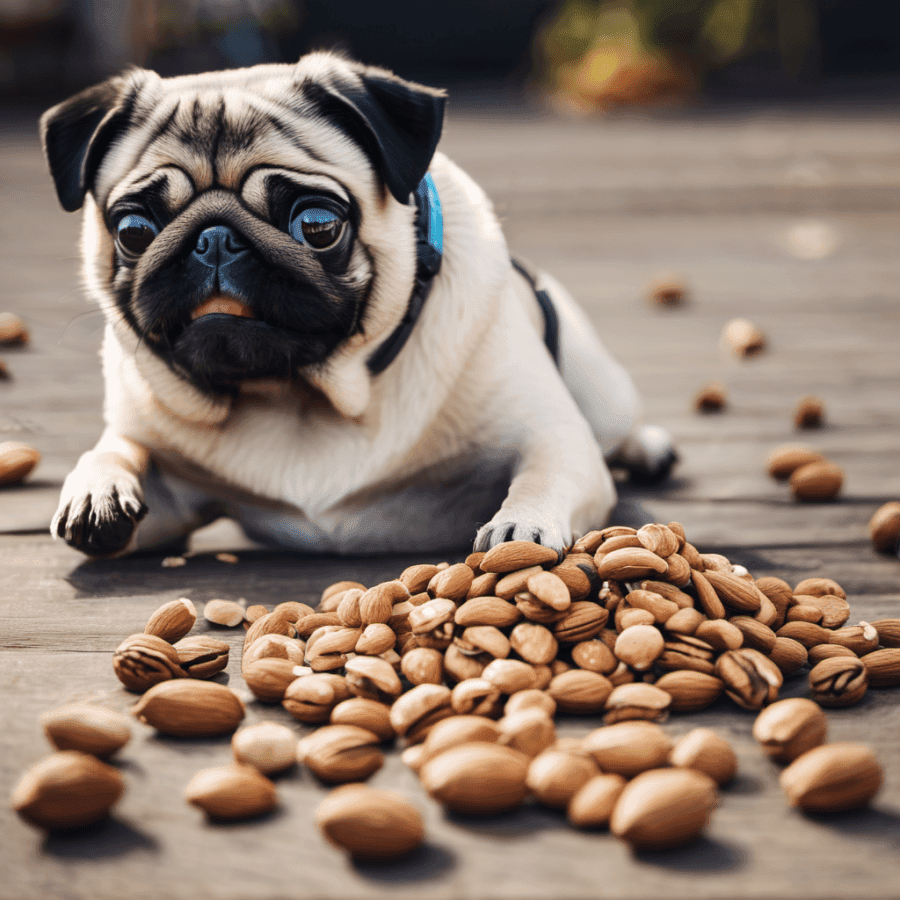 Pugs eating nuts