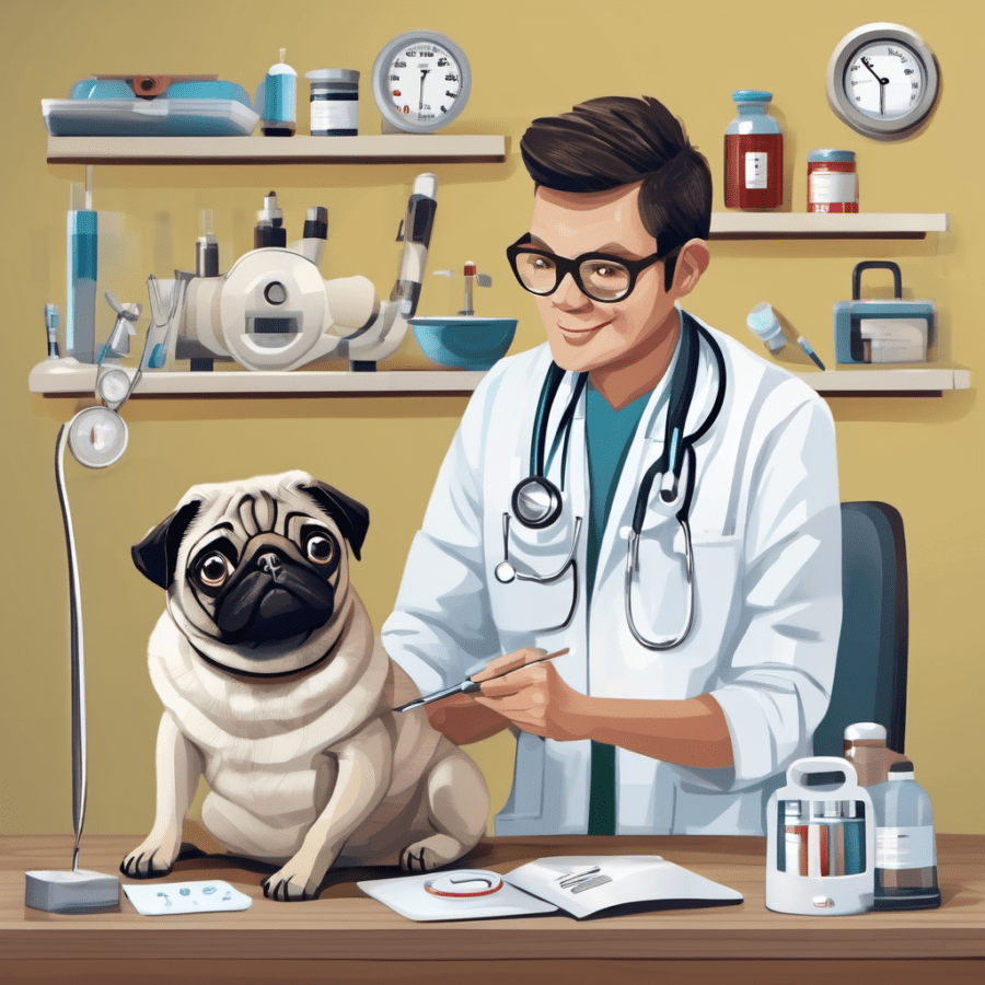 pug at vets getting injection