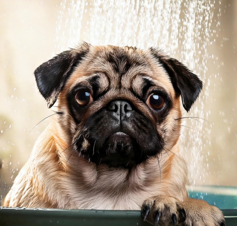 Pug Bath Time