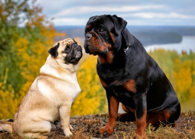 Rottweiler vs Pug